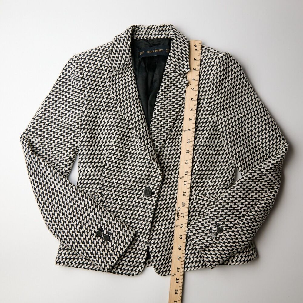 Zara Basic Blazer Women's M Structured Houndstooth Corpcore Workwear Minimalist - Picture 4 of 10